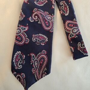 Hardy Amies London Blue Paisley Men's Silk Necktie Tie